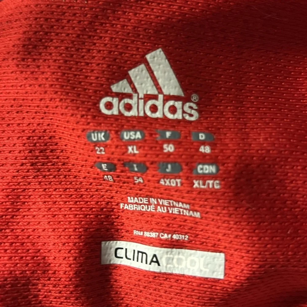 ADIDAS Climate Red/White Soccer Polo EUC sz XL